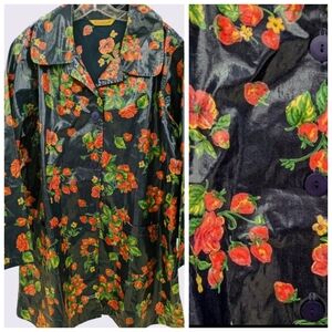 Vintage April Cornell Strawberry Raincoat XL